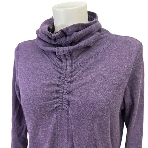 Lululemon Reversible Cowl Neck “In a Cinch” Striped Solid Purple Sweater Sz M - Picture 3 of 10